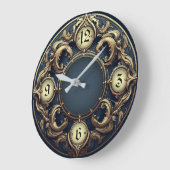 Art Deco Blue Extra Elegant Wall ラージ壁時計 (傾斜)