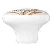  Art Deco Blue Rose Gold Stylized Lilies セラミックノブ (側面)