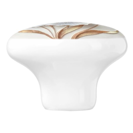  Art Deco Blue Rose Gold Stylized Lilies セラミックノブ (側面)