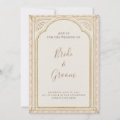 Art Deco Blush Pink Gold Arch Gatsby Elegant 1920s 招待状 (正面)