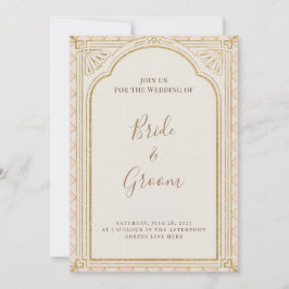 Art Deco Blush Pink Gold Arch Gatsby Elegant 1920s 招待状