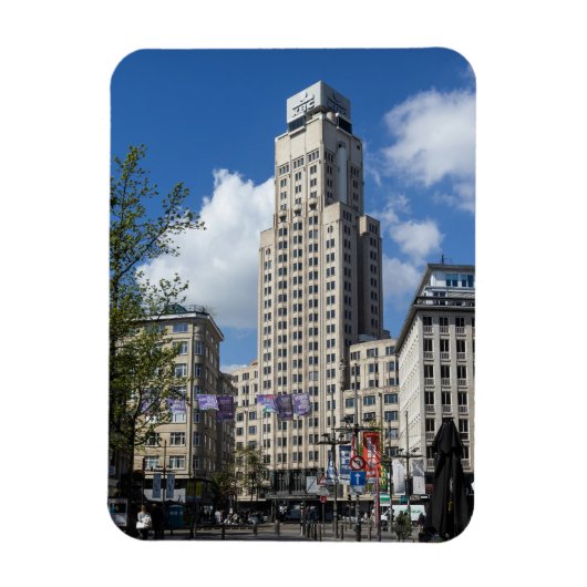 Art Deco Boerentoren Cityscape, Antwerp マグネット (縦)