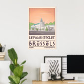 Art Deco Brussels Poster, Geometric Cityscape ポスター (ホームオフィス)