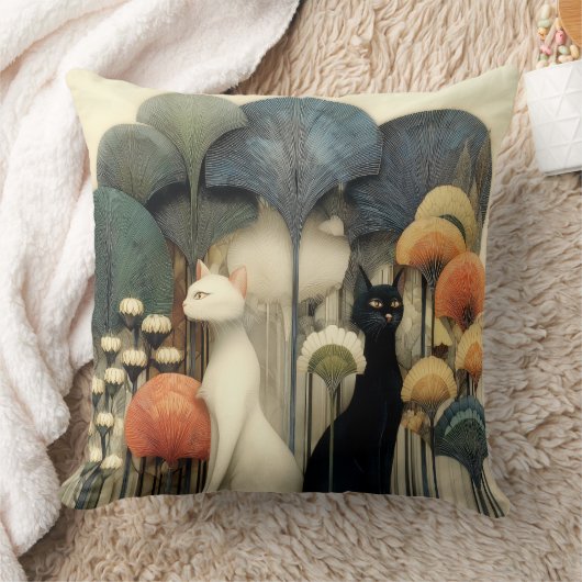 Art Deco Cats in Trees クッション (ブランケット)