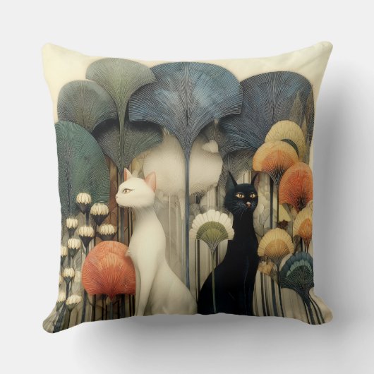 Art Deco Cats in Trees クッション (裏面)
