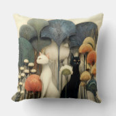 Art Deco Cats in Trees クッション (正面)