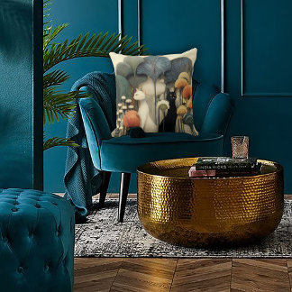 Art Deco Cats in Trees クッション