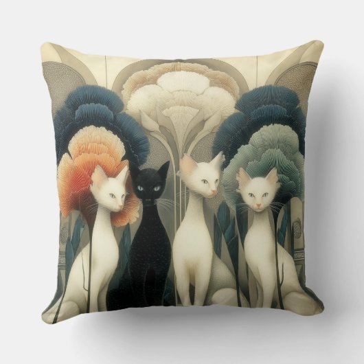 Art Deco Cats in Trees クッション (裏面)