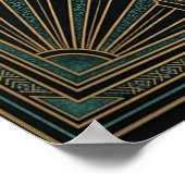 Art Deco Celestial Astrolabe Poster | Gold Teal ポスター (角)