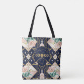 Art Deco Celestial Moon Phases Floral Gold Glitter トートバッグ (裏面)