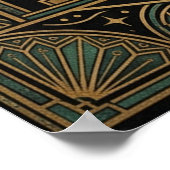 Art Deco Celestial Moon Ziggurat Poster | Gold Tea ポスター (角)