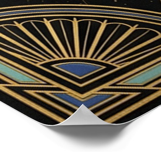 Art Deco Celestial Star Chart Poster | Gold Teal ポスター (角)