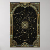 Art Deco Celestial Star Chart Poster | Gold Teal ポスター (正面)