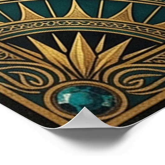 Art Deco Celestial Star Map Poster | Gold Teal ポスター (角)