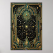 Art Deco Celestial Star Map Poster | Gold Teal ポスター (正面)