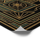 Art Deco Celestial Sun & Moon Poster | Gold Geomet ポスター (角)