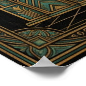 Art Deco Celestial Temple Poster | Gold Sunburst ポスター (角)