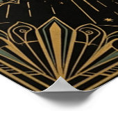 Art Deco Celestial Temple Poster | Gold Sunburst  ポスター (角)