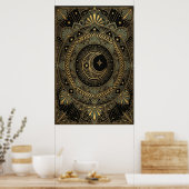 Art Deco Celestial Temple Poster | Gold Sunburst  ポスター (キッチン)