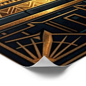 Art Deco Celtic Tree of Life Pyramid Gold Teal  ポスター (角)