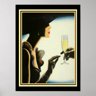 Art Deco "Champagne" 12 x 16 Print ポスター