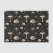 Art Deco Champagne Constellations Night Pattern 薄葉紙 (正面)
