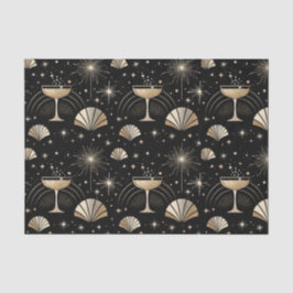 Art Deco Champagne Constellations Night Pattern 薄葉紙