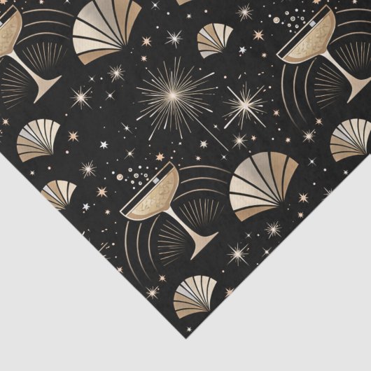Art Deco Champagne Constellations Night Pattern 薄葉紙 (詳細)