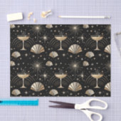 Art Deco Champagne Constellations Night Pattern 薄葉紙 (クラフト)