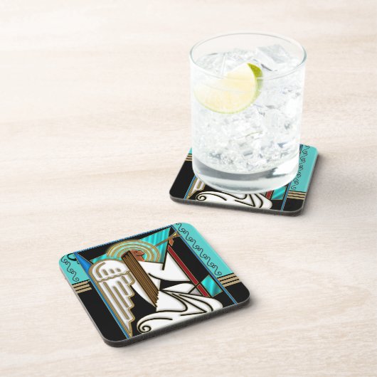 Art Deco Christmas Angel (Ceramic Tile) コースター (右側)