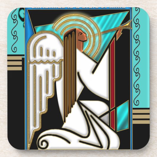 Art Deco Christmas Angel (Ceramic Tile) コースター (正面)