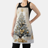 Art Deco Christmas Luxurious Gold Bows and Gifts エプロン (インサイチュ)