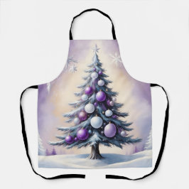 Art Deco Christmas Purple and Silver Haze  エプロン