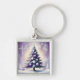Art Deco Christmas Purple and Silver Haze  キーホルダー