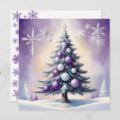 Art Deco Christmas Purple and Silver Haze  シーズンカード (正面/裏面)