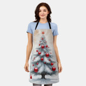 Art Deco Christmas Red Ornaments Winter エプロン (着用した状態)