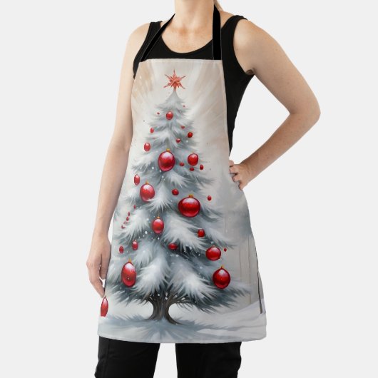 Art Deco Christmas Red Ornaments Winter エプロン (インサイチュ)