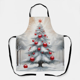 Art Deco Christmas Red Ornaments Winter エプロン
