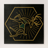 Art Deco Christmas Reindeer Square Jigsaw Puzzle ジグソーパズル (横)