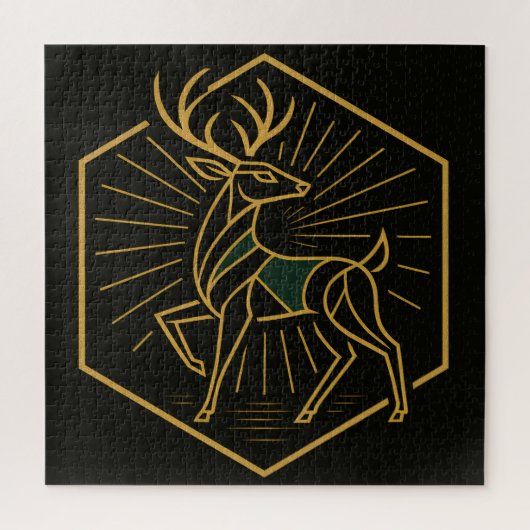 Art Deco Christmas Reindeer Square Jigsaw Puzzle ジグソーパズル (縦)