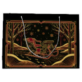 Art Deco Christmas Sleigh Gift Bag ラージペーパーバッグ (裏面)