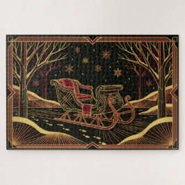 Art Deco Christmas Sleigh Jigsaw Puzzle ジグソーパズル