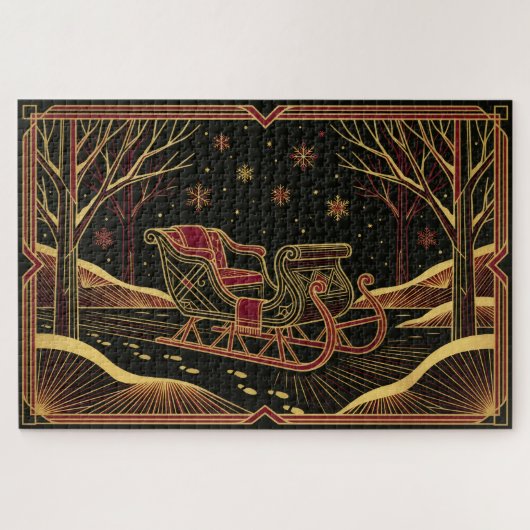 Art Deco Christmas Sleigh Jigsaw Puzzle ジグソーパズル (横)