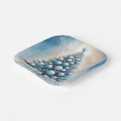 Art Deco Christmas Tree Blue Luxurious Ornaments ペーパープレート (傾斜あり)