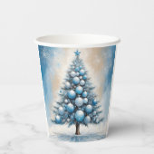 Art Deco Christmas Tree Blue Luxurious Ornaments 紙コップ (裏面)