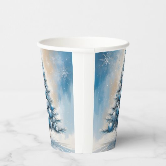 Art Deco Christmas Tree Blue Luxurious Ornaments 紙コップ (右)