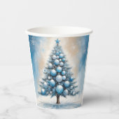 Art Deco Christmas Tree Blue Luxurious Ornaments 紙コップ (正面)