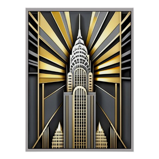 Art Deco Chrysler Building Poster. ポスター (正面)