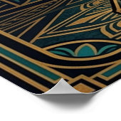 Art Deco Cinema Popcorn Machine Gold & Teal ポスター (角)