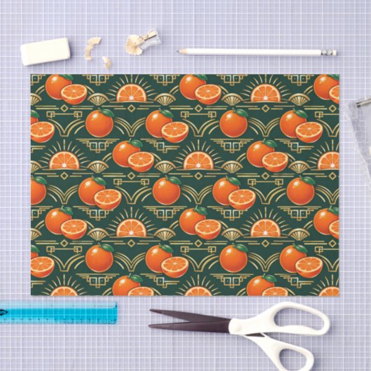 Art Deco Citrus Grove Pattern 薄葉紙 (クラフト)